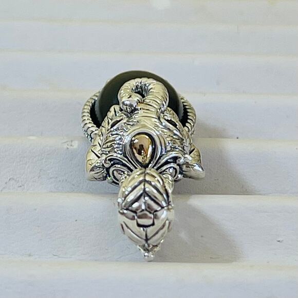 John Hardy Pendant Enhancer Jai Sterling 14K Gold Elephant Garnet Eyes - Picture 7 of 16